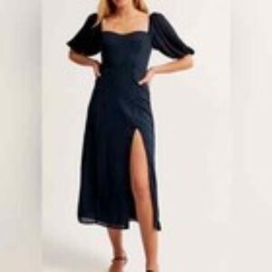 Abercrombie & Fitch Camille Puff Sleeve Midi Dress - Small - NWT